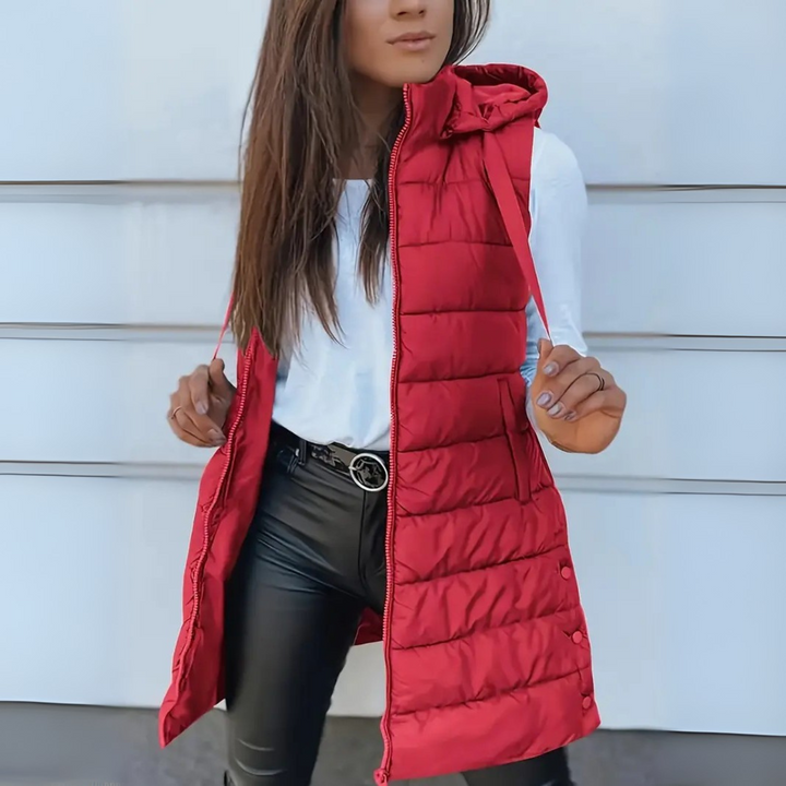 Olivia - Casual Sleeveless Hood Long Puffer Vest