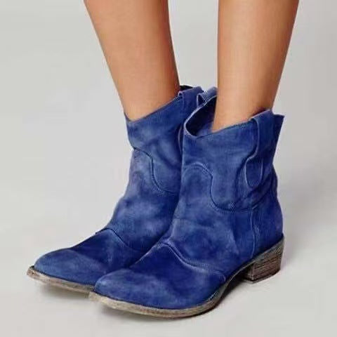Lisa - Suede Western Ankle Boots