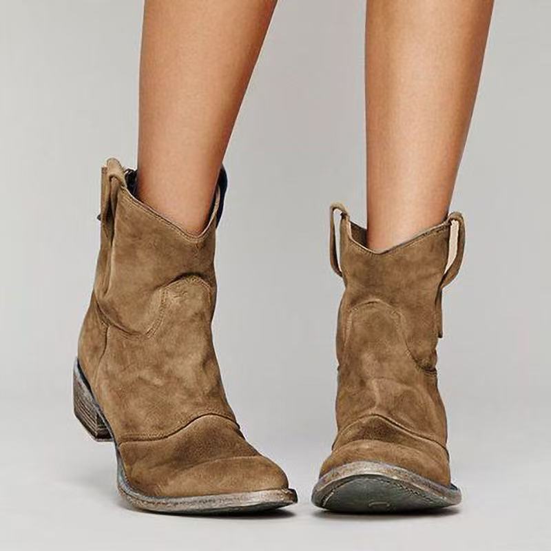 Lisa - Suede Western Ankle Boots