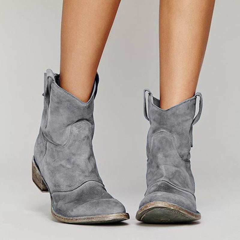 Lisa - Suede Western Ankle Boots