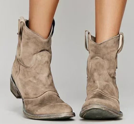 Lisa - Suede Western Ankle Boots
