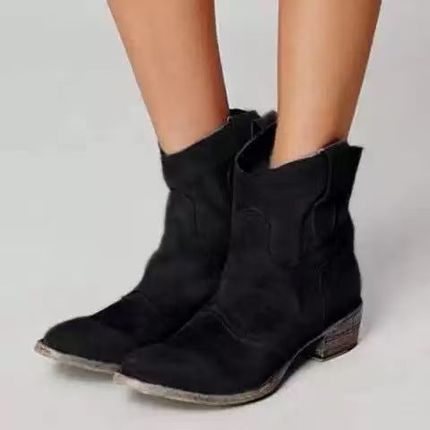 Lisa - Suede Western Ankle Boots