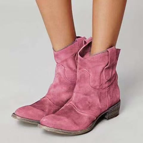 Lisa - Suede Western Ankle Boots