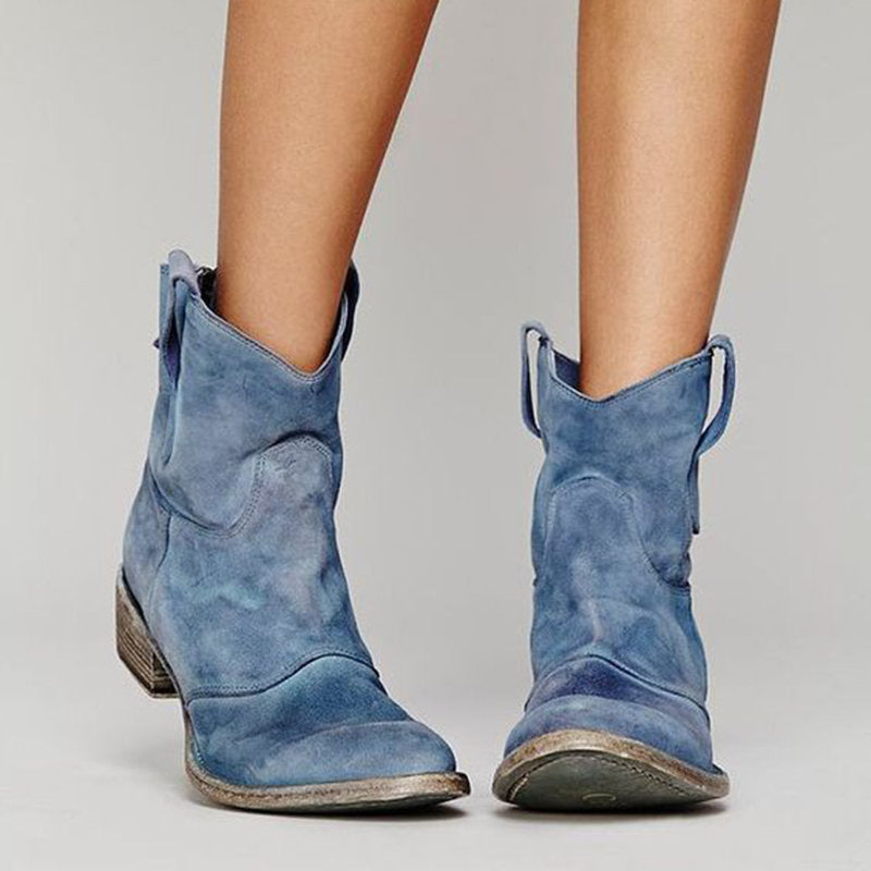 Lisa - Suede Western Ankle Boots